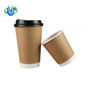 4oz 8oz 12oz 16oz Custom Logo Disposable Single Double Wall Paper Coffee Cups with Lids Recyclable material