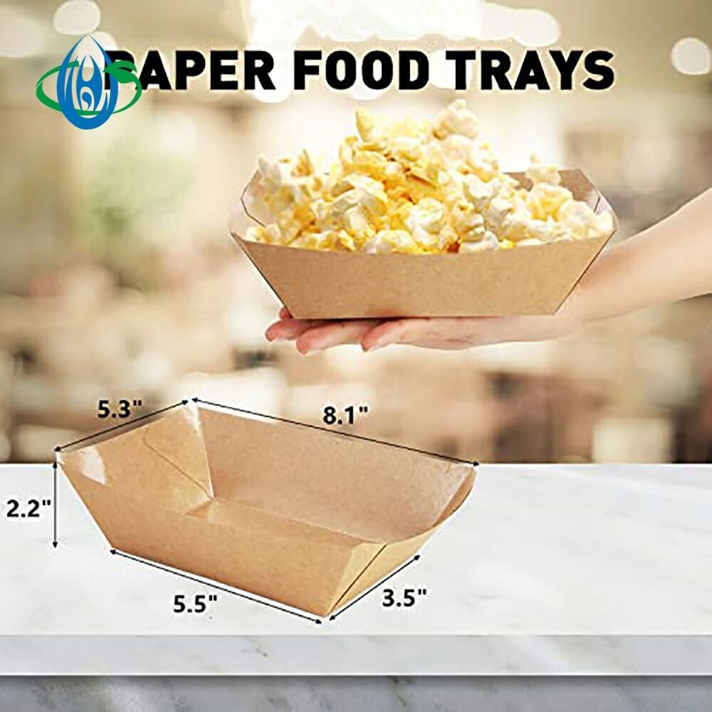 Eco Friendly,  Food Holder Trays 50 Pack. Compostable Kraft Paper Container for Diners, Concession Stands or Camping