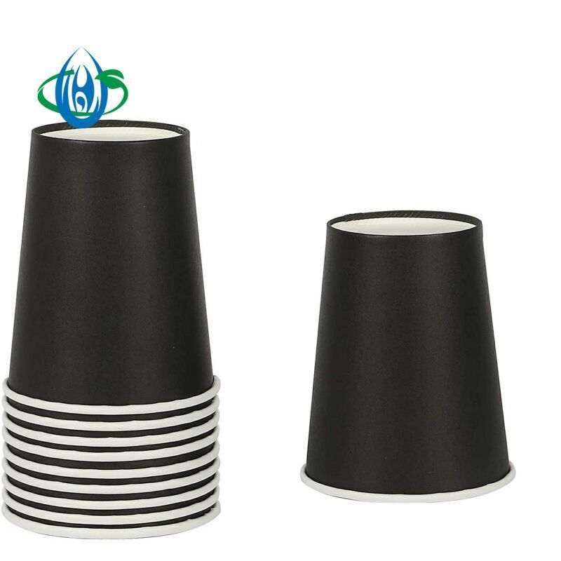 Customization Logo Printing Disposable Paper Cup Hot PLA Black Coffee Cups 10oz Paper Cups With Lids