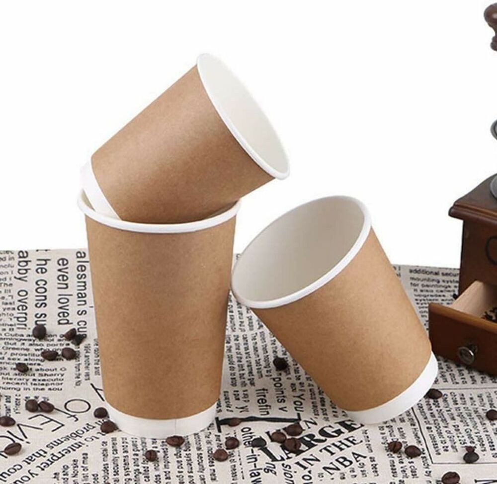 4oz 8oz 12oz 16oz Custom Logo Disposable Single Double Wall Paper Coffee Cups with Lids Recyclable material