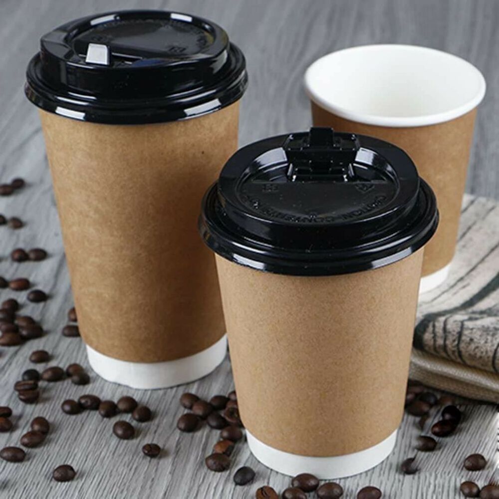 4oz 8oz 12oz 16oz Custom Logo Disposable Single Double Wall Paper Coffee Cups with Lids Recyclable material