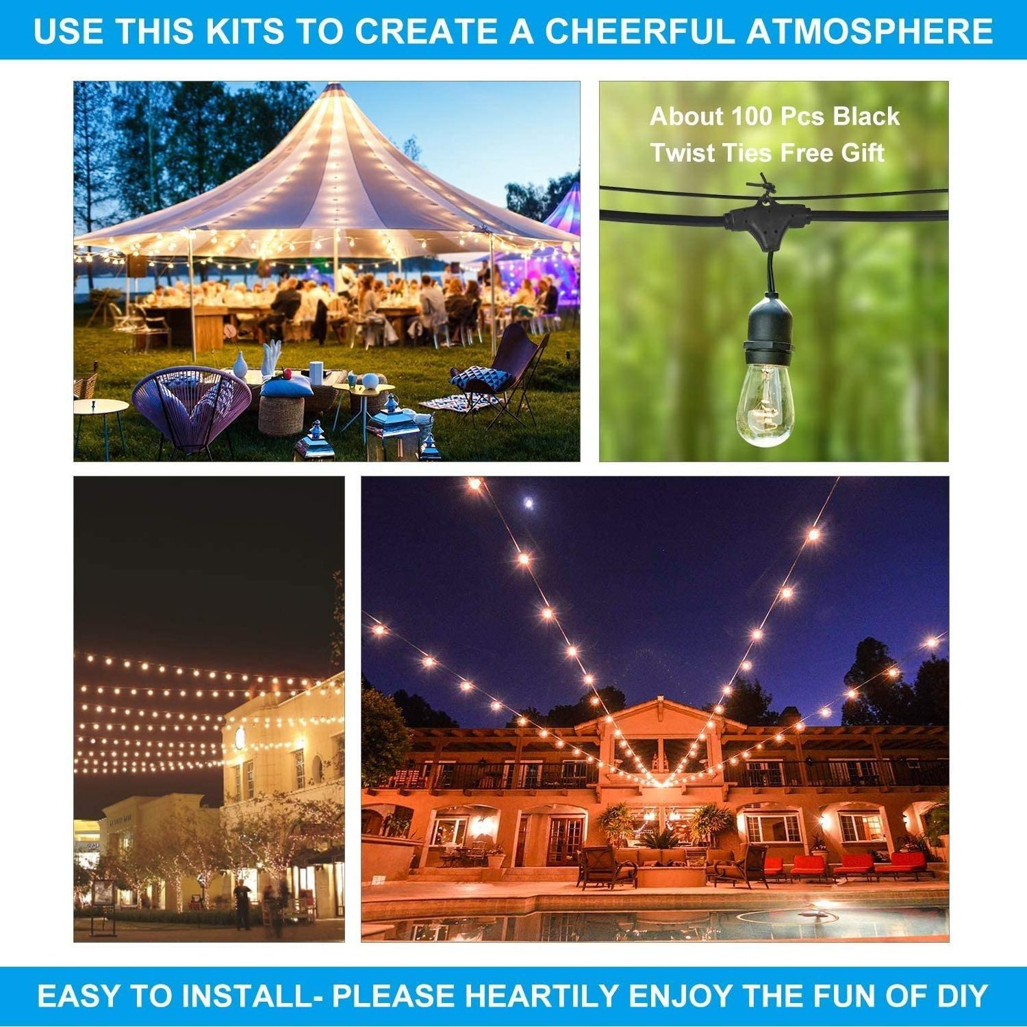 Outdoor Light Suspension Kit Spherical Light String Suspension Kit