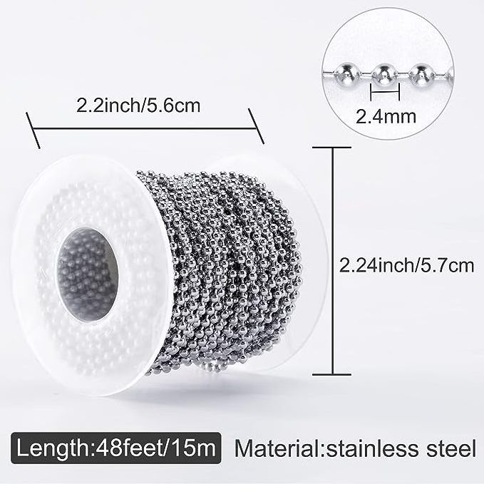 Stainless Steel Ball Chain Bead Ball Belt Chain for Jewelry Making