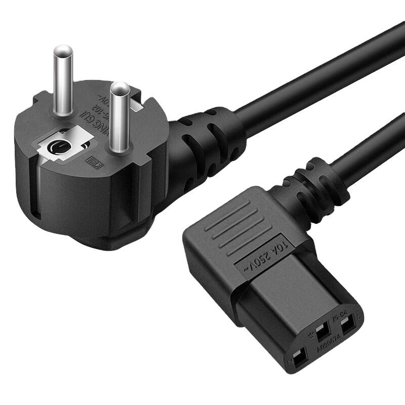 Cable Manufacturer 3 Pin Prong 90 Degree Angle plug EU IEC C13 16A 250V AC Power Cord For Laptop Desktop Computer Power Cable