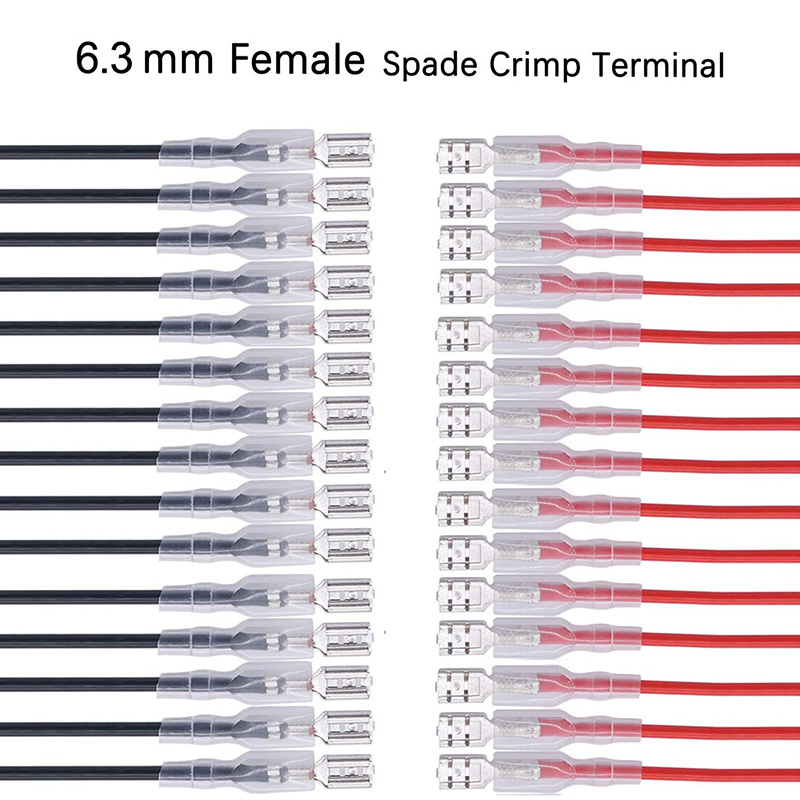 Female Spade Connector 6.3mm Crimp Terminal with Insulating Sleeve and Wire Female Spade Quick Splice Cable Assembly