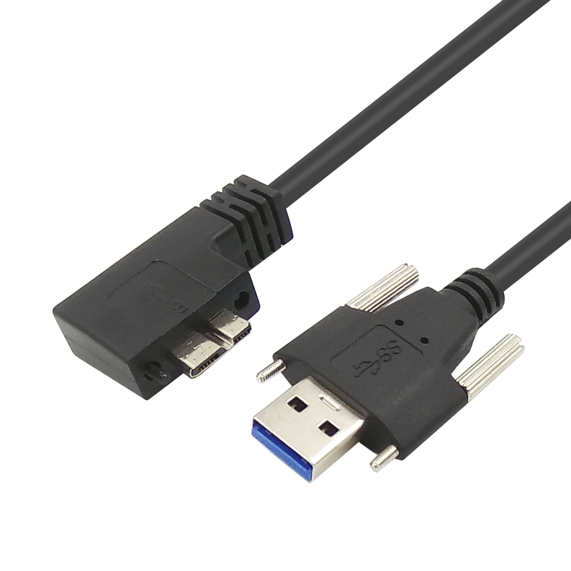 Angled USB3.0 A male to Micro B 3.0 male data cable usb to micro usb cable panel mount screw Locking cable for Industrial camera