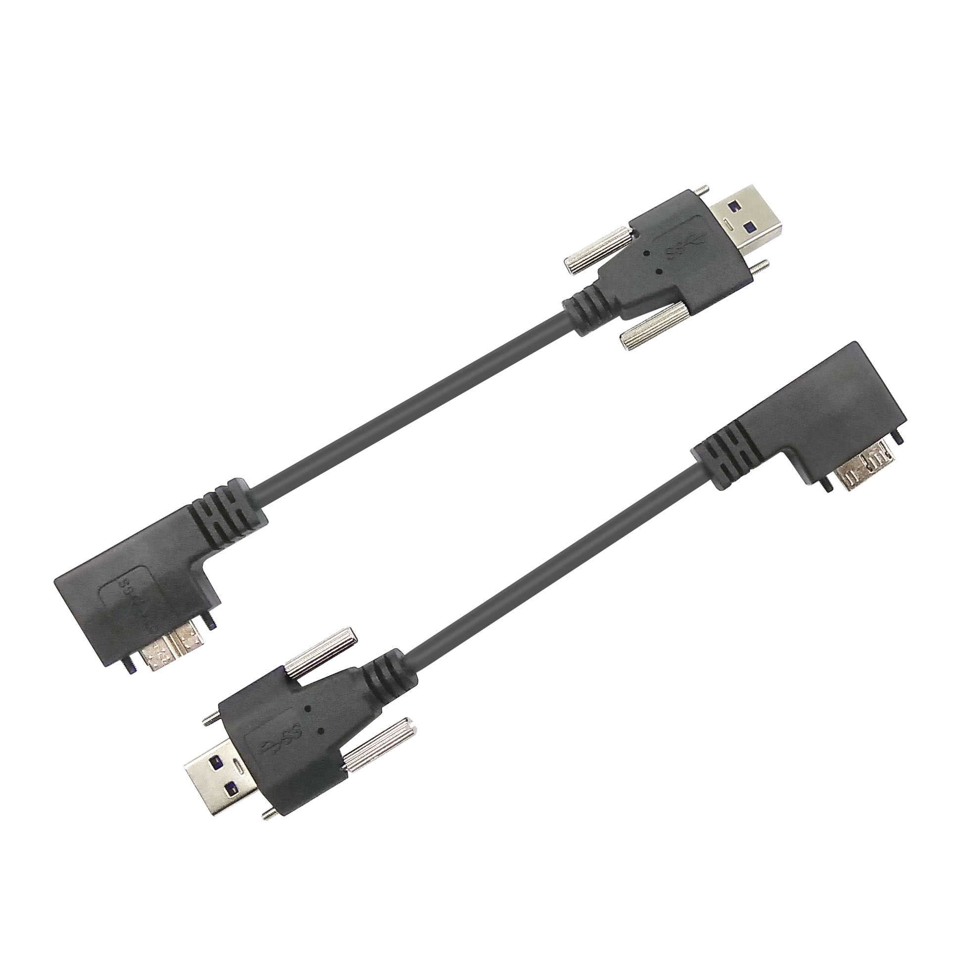 Angled USB3.0 A male to Micro B 3.0 male data cable usb to micro usb cable panel mount screw Locking cable for Industrial camera