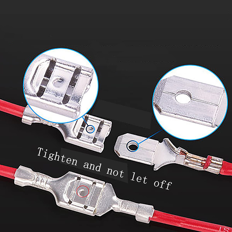 Female Spade Connector 6.3mm Crimp Terminal with Insulating Sleeve and Wire Female Spade Quick Splice Cable Assembly