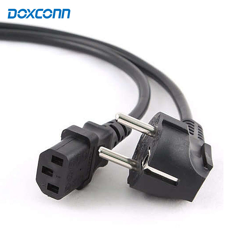 Cable Manufacturer 3 Pin Prong 90 Degree Angle plug EU IEC C13 16A 250V AC Power Cord For Laptop Desktop Computer Power Cable