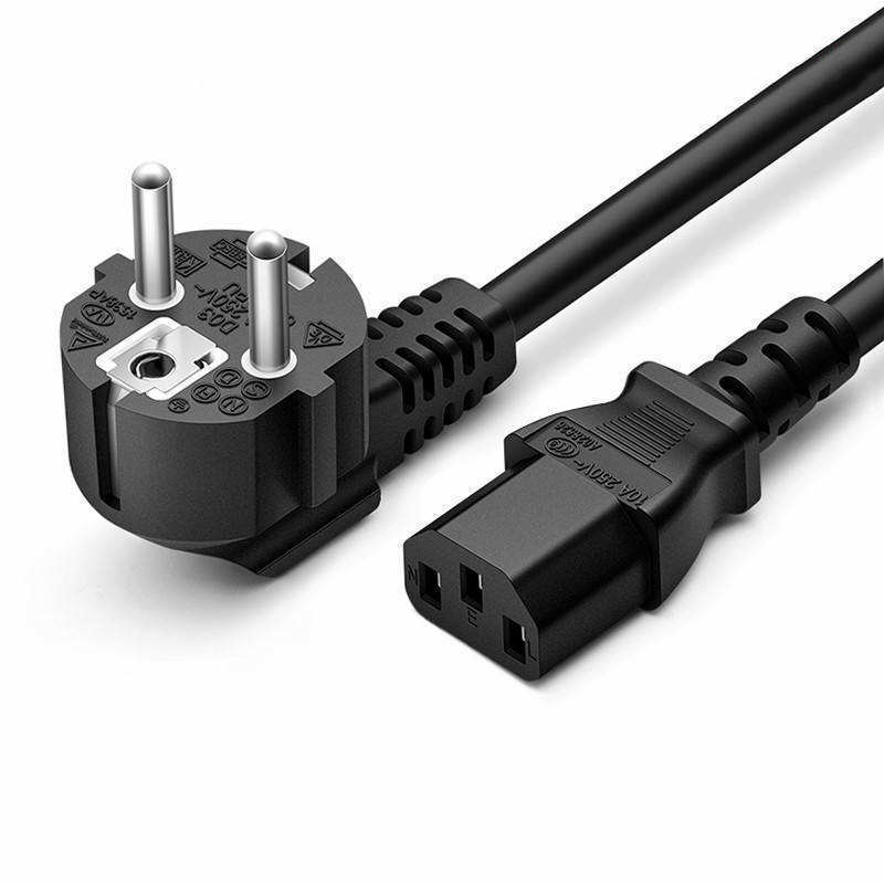 Cable Manufacturer 3 Pin Prong 90 Degree Angle plug EU IEC C13 16A 250V AC Power Cord For Laptop Desktop Computer Power Cable