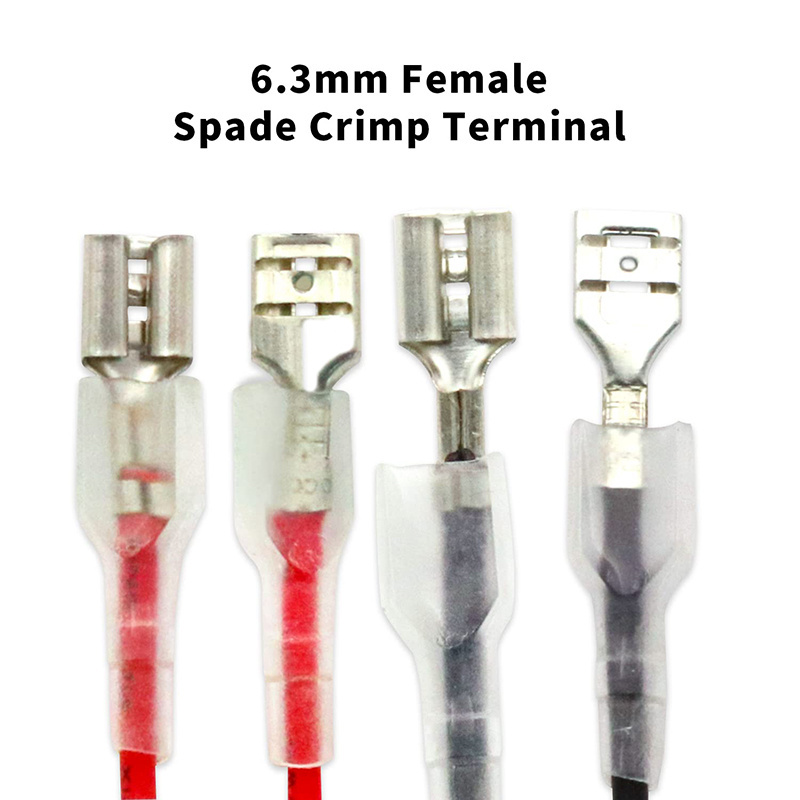 Female Spade Connector 6.3mm Crimp Terminal with Insulating Sleeve and Wire Female Spade Quick Splice Cable Assembly