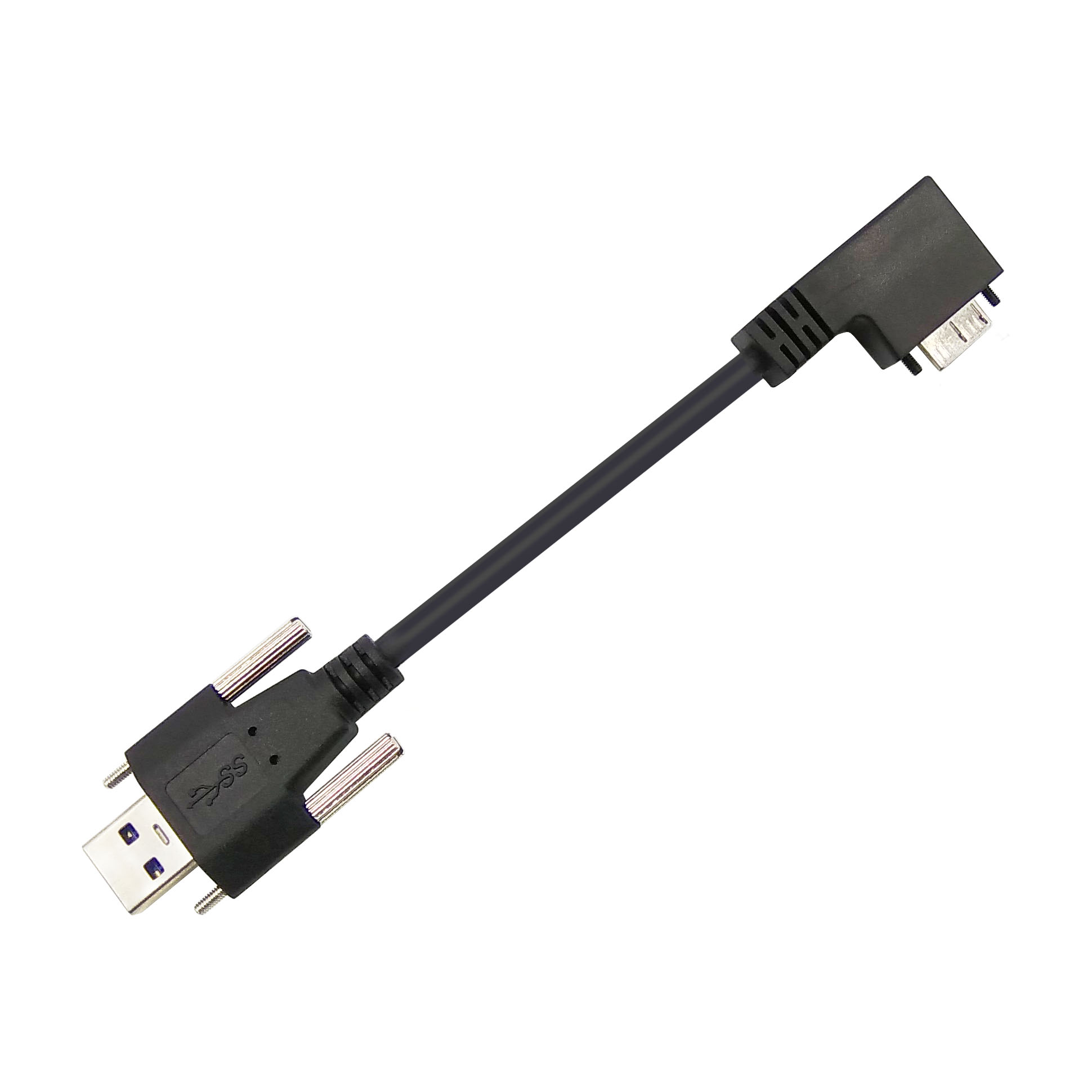 Angled USB3.0 A male to Micro B 3.0 male data cable usb to micro usb cable panel mount screw Locking cable for Industrial camera