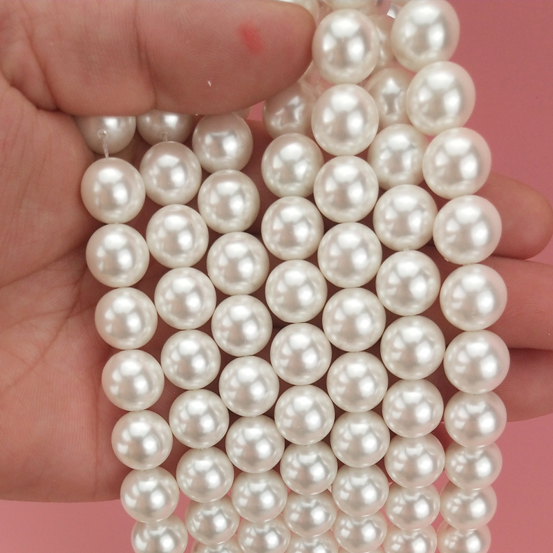 Wholesale 2-20mm straight hole shell pearls DIY handmade beaded material loose beads natural pearl white shell beads