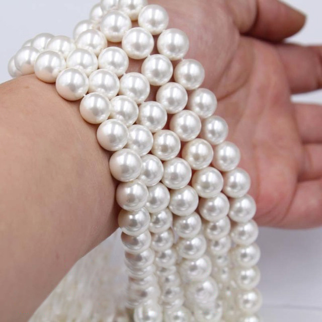 Wholesale 2-20mm straight hole shell pearls DIY handmade beaded material loose beads natural pearl white shell beads