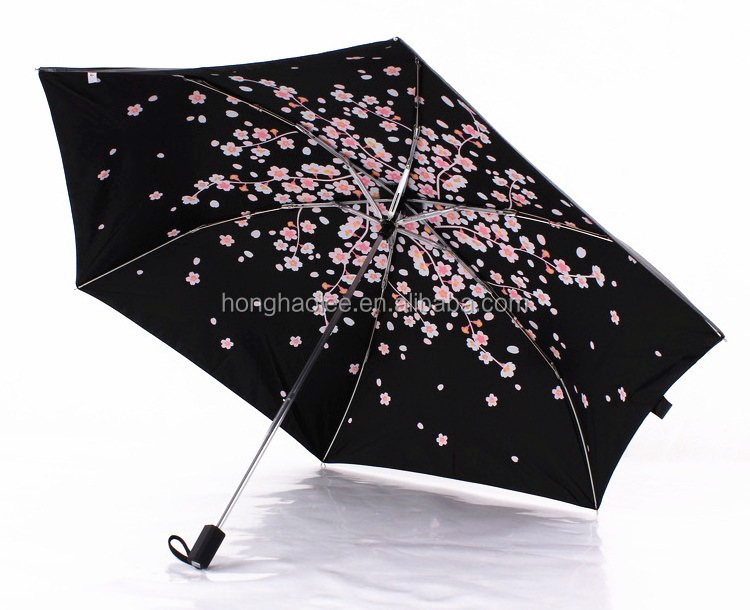 New vinyl pencil umbrella opaque sunscreen sun umbrella sunny umbrella folding foreign trade RECHAR flowers