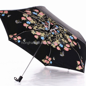 New vinyl pencil umbrella opaque sunscreen sun umbrella sunny umbrella folding foreign trade RECHAR flowers