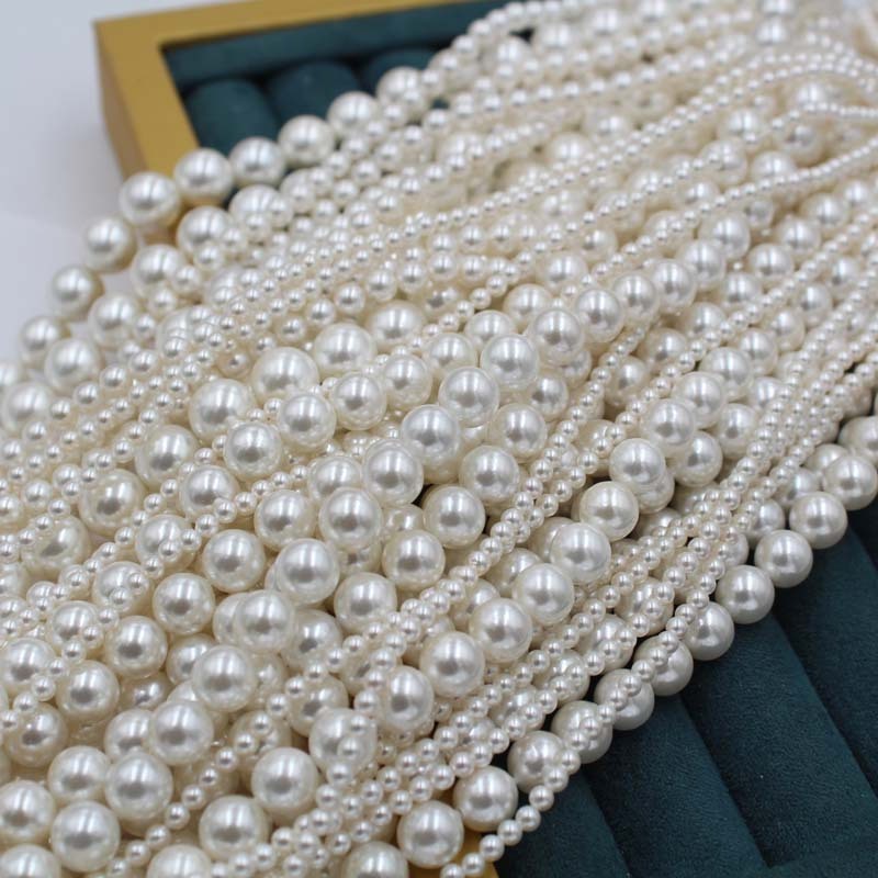 Wholesale 2-20mm straight hole shell pearls DIY handmade beaded material loose beads natural pearl white shell beads