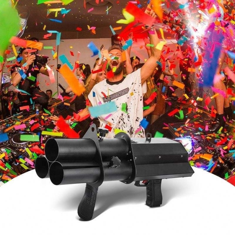 3 Shot Stage Confetti Machine Aluminum Electric Wedding Confetti Cannon Shooter