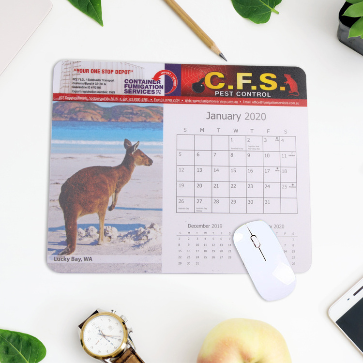 2021 custom printing custom size unique transparent pvc warm portable calendar mouse pad