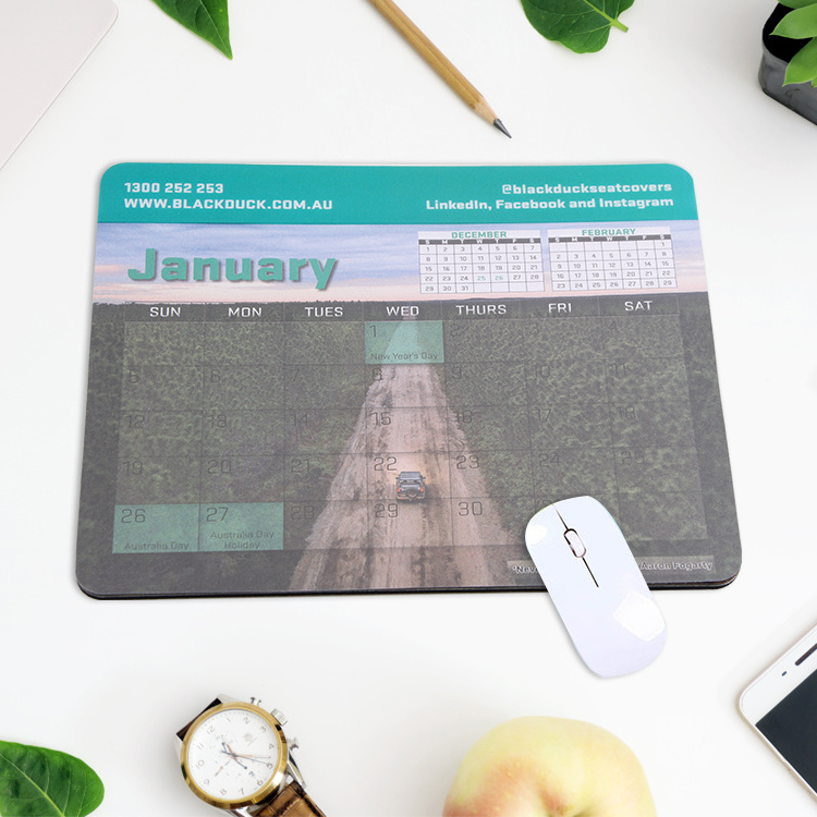 2021 custom printing custom size unique transparent pvc warm portable calendar mouse pad