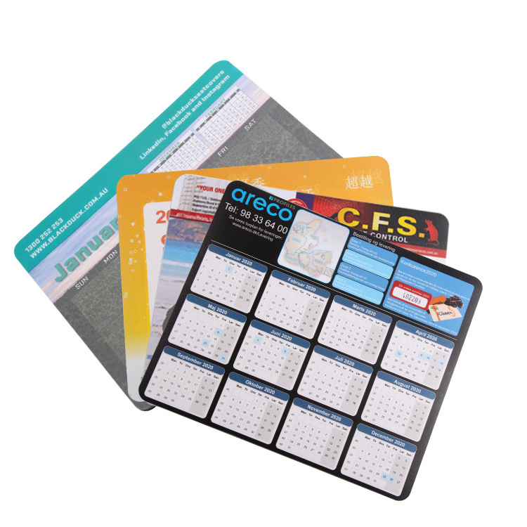 2021 custom printing custom size unique transparent pvc warm portable calendar mouse pad