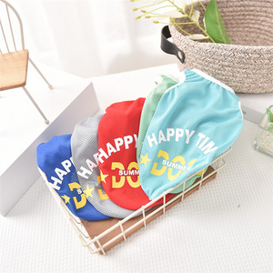 Summer Wholesale  Dog Vest Mesh Breathable Sport Dog Happy Time Clothes Puppy T-Shirt Summer Pet Cat Shirts For Small Large Dogs