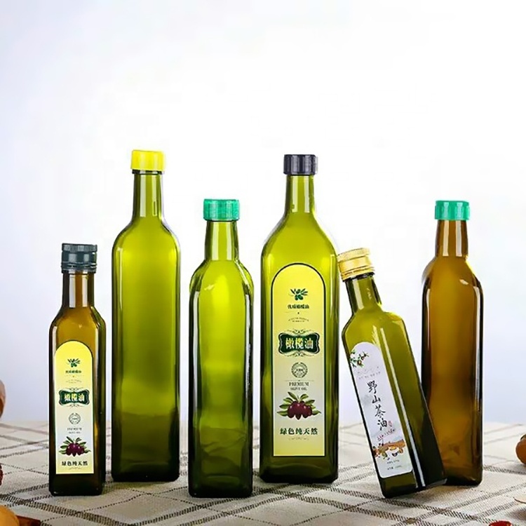 Factory Price High Quality Different Sizes Empty Olive Oil and Vinegar Glass Bottle with Lid