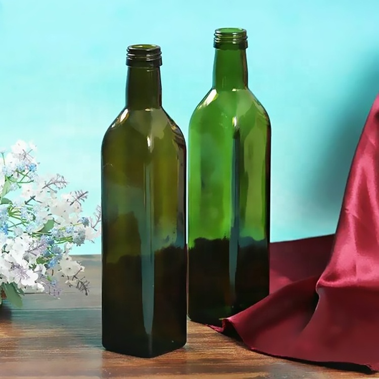 Factory Price High Quality Different Sizes Empty Olive Oil and Vinegar Glass Bottle with Lid