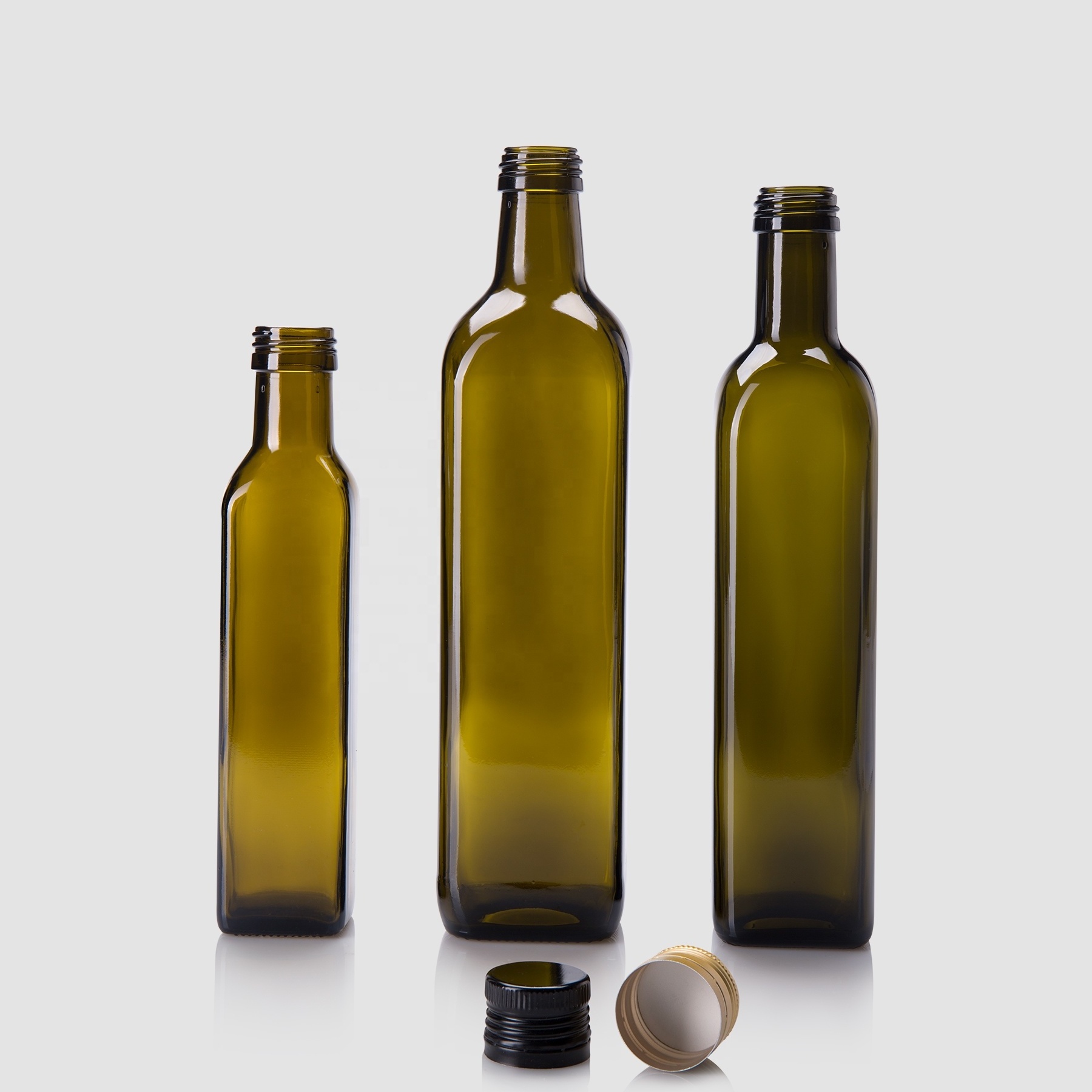 Factory Price High Quality Different Sizes Empty Olive Oil and Vinegar Glass Bottle with Lid