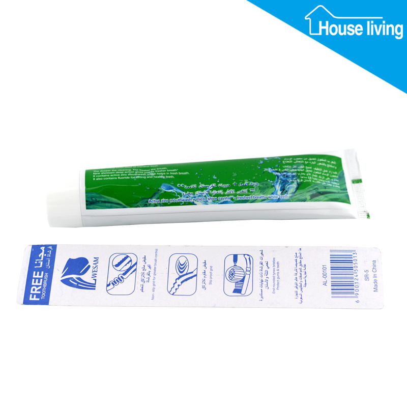 Free Samples deep action whitening fluoride free private label tooth paste with Arabic language