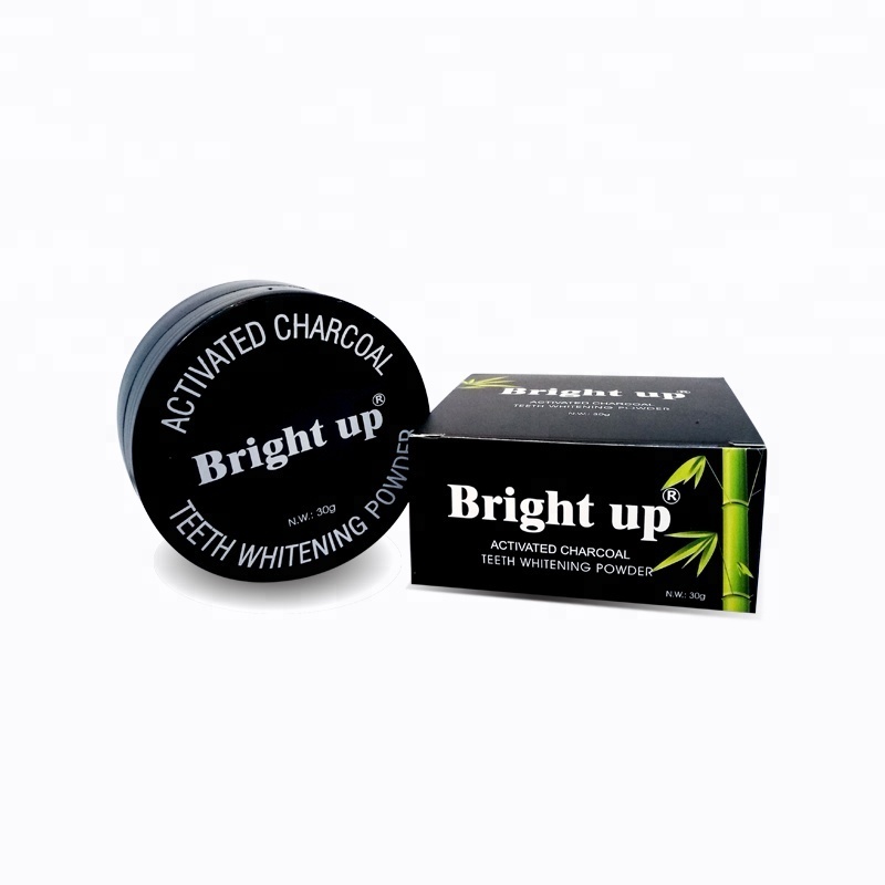 food grade black activated bamboo charcoal teeth whitening powder with bright up brands