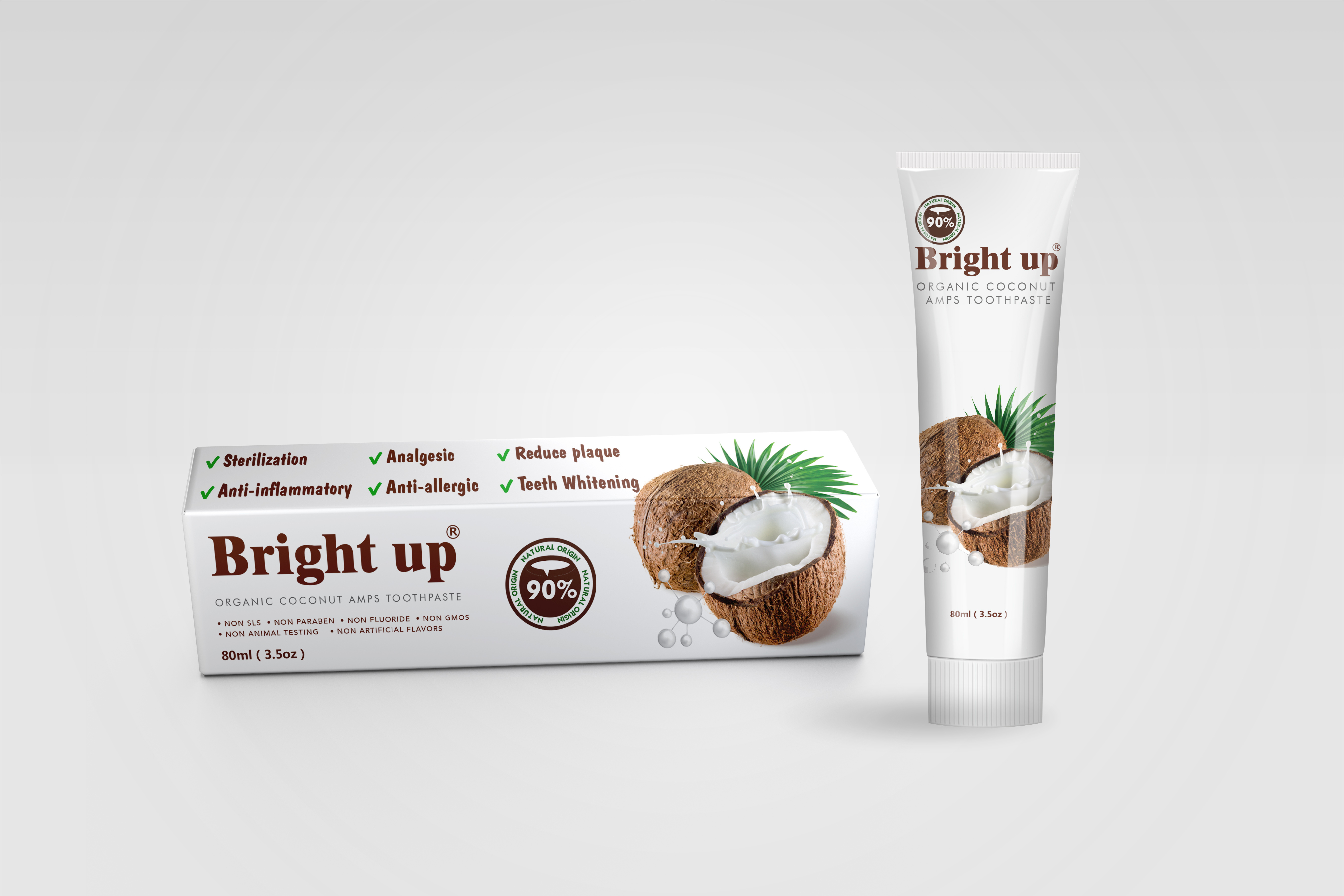 Free samples zero waste private label fluoride free natural  teeth whitening dentifrice coconut oil gel toothpaste