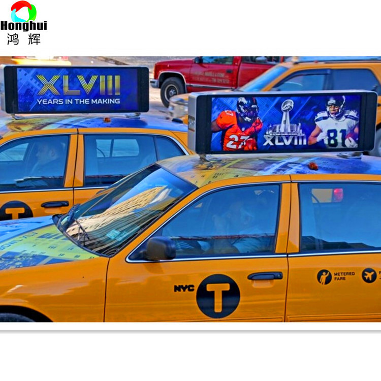 Honghui 2024 Newest Outdoor Advertising  Full Color Car Top Sign 4G WIFI  USB P2.5 P3 P4 P5 Top Roof Video Taxi LED Display