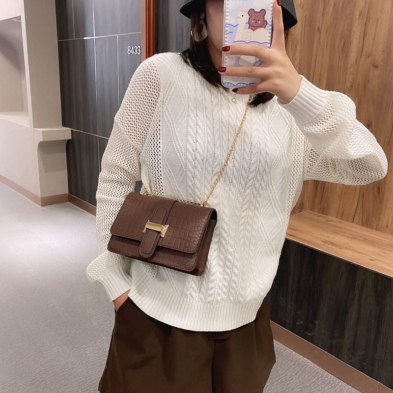 manufacturer shoulder bag with stone grain cross body bag for women's summer 2021 new embossed solid color small square bags