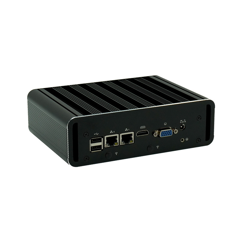 Fanless Mini PC N2830 J4125 J6412  Processor Gaming Industrial Mini Pc Dual Lan 1000mbps Widow 11 SSD Repair