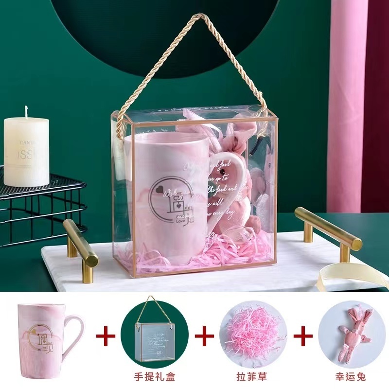 New style valentines gift set for women birthday with mugs and rabbit doll Souvenir cup