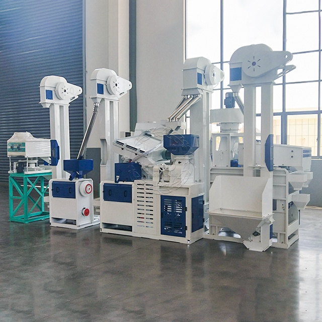 Small paddy rice mill plant to process white rice rubber roller huller combined rice milling machinery