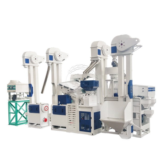 Small paddy rice mill plant to process white rice rubber roller huller combined rice milling machinery