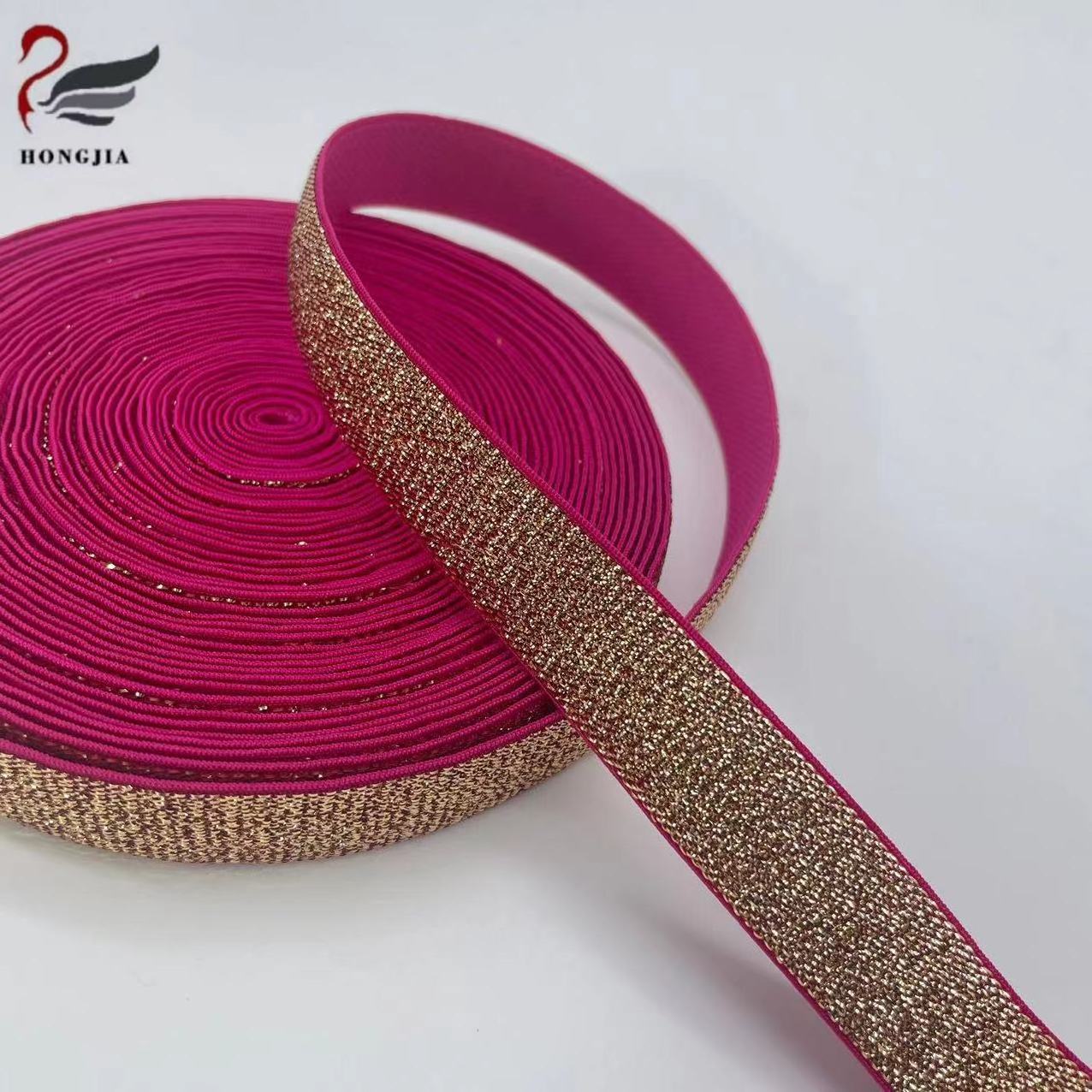 High Quality Low Price customized pink glitter elastic band for garment