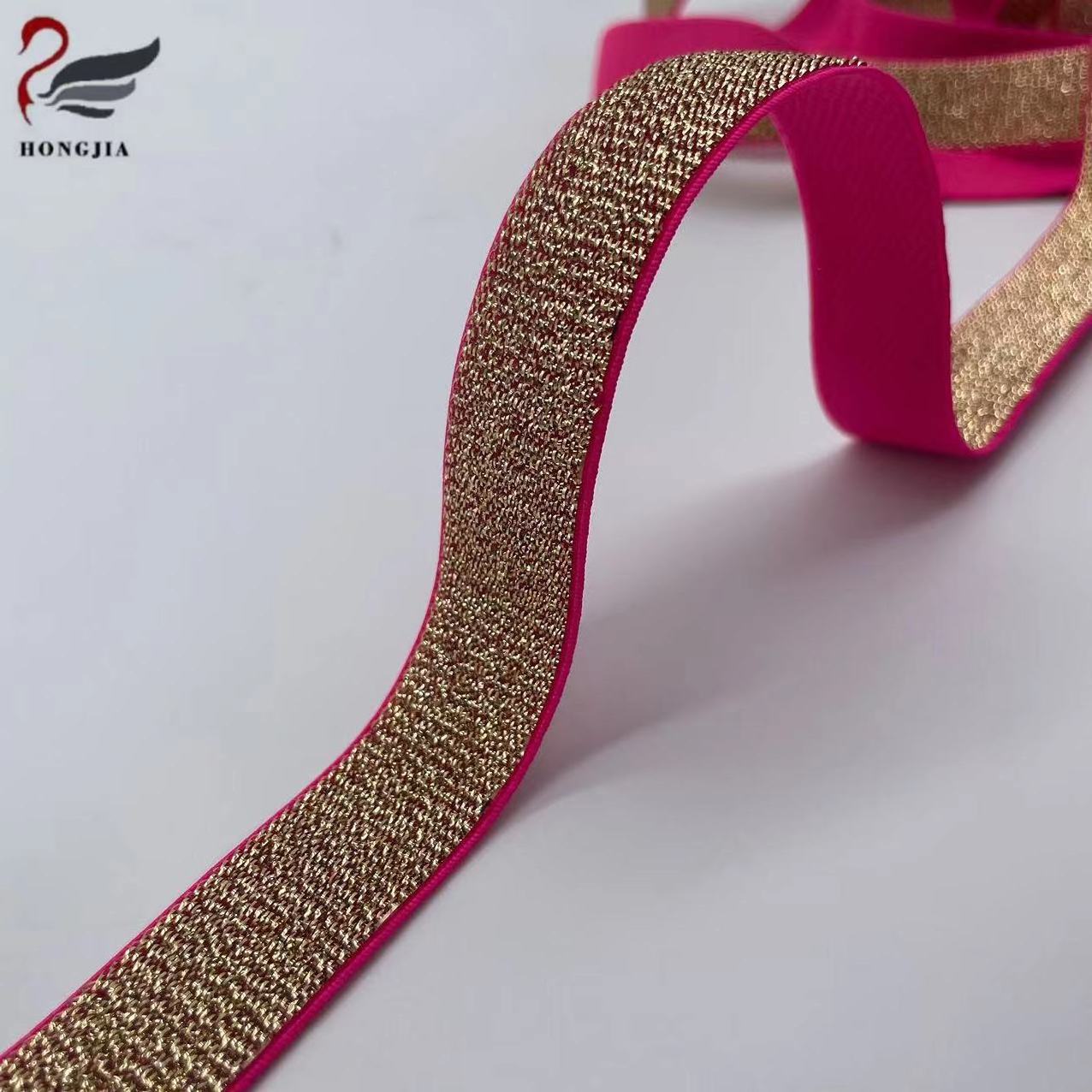 High Quality Low Price customized pink glitter elastic band for garment