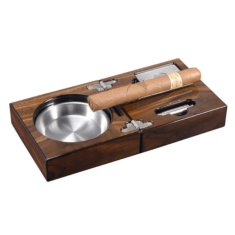 Convenient Portable Cigar Accessories Cigar Ashtray With Cigar Cutter And Punch