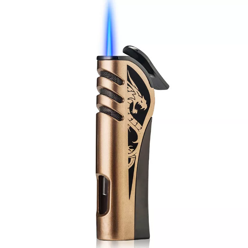 New Arrival Straight Gas Flame Cigar Lighter Personality Metal Inflatable Cigarette Lighter