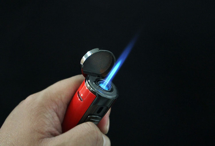 Multi-function 4 in 1 Lighter Windproof Butane Gas Jet Flame Cigar Torch Lighter With Holder