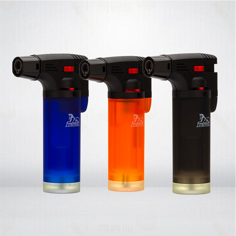 Single Jet Flame Torch Lighter Gun Shape Windproof Refillable Plastic Cigar Lighter