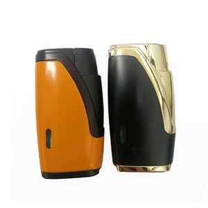 2 Jet Flame With High END Gift Box Windproof Cigar Lighter Metal