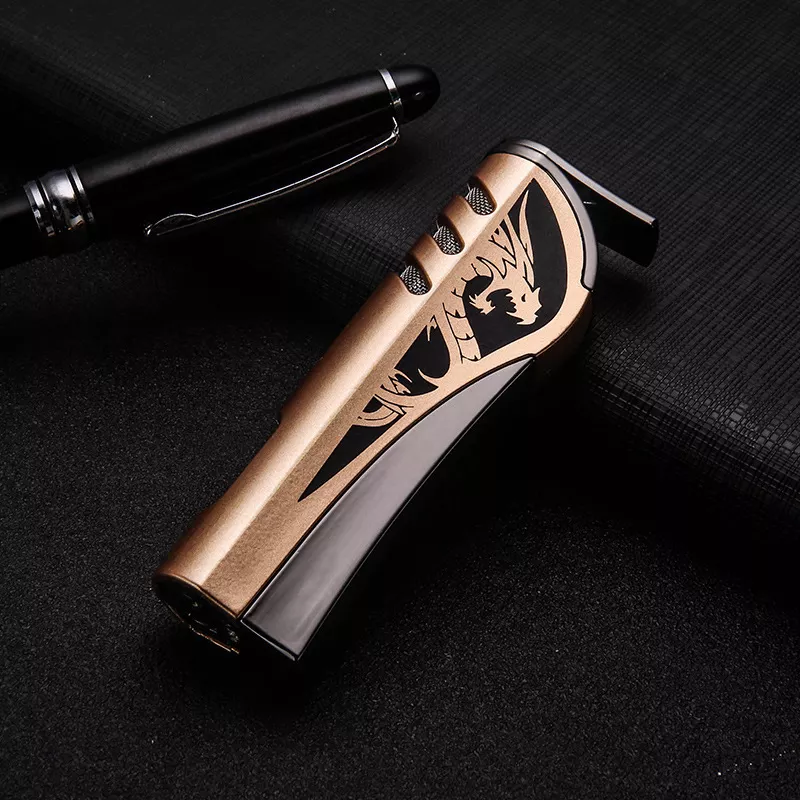 New Arrival Straight Gas Flame Cigar Lighter Personality Metal Inflatable Cigarette Lighter