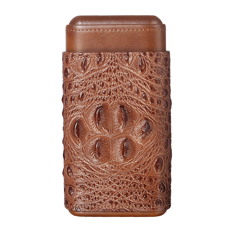 Crocodile Portable Wholesale Humidor Brown Waterproof 3 Finger Holder For Outdoor Travel