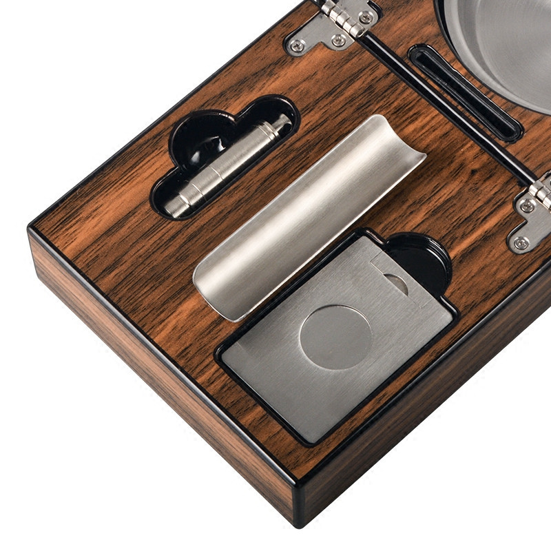 Convenient Portable Cigar Accessories Cigar Ashtray With Cigar Cutter And Punch