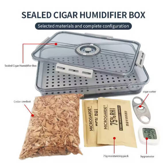 New plastic cigar 30-piece storage humidor box with professional humidity control