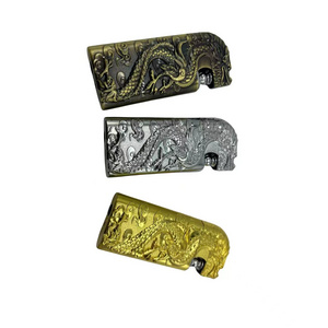 Two Flame Modes Metal With Dragon Pattern Pocket Cigar Lighter